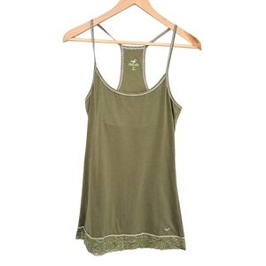 Vintage y2k Hollister Green Lace Trim‎ Cami Tank Top Long line Size Medium